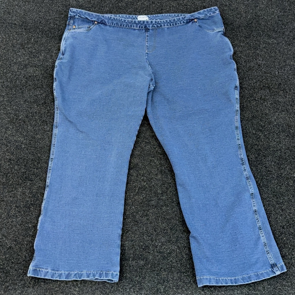 Pajama Jeans Jeans Womens Plus 3X Blue Light Wash Elastic Waist Straight Denim